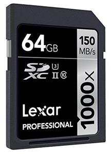 کارت حافظه SDXC لکسار مدل Professional کلاس 10 استاندارد UHS-II U3 سرعت 150MBps 1000X ظرفیت 64 گیگابایت Lexar Class 64GB 