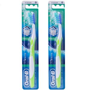 مسواک اورال-بی مدل 3D white با برس متوسط مجموعه 2 عددی -