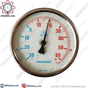 ترمومتر پکنز PAKKENS صفحه 10 سانت افقی 30- تا 60+ درجه