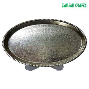 سینی مسی بیضی لبه کوتاه سفید قطر 22*35 (سایز 3) 