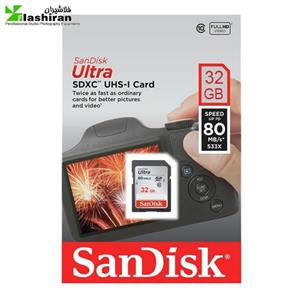 کارت حافظه سن دیسک مدل اولترا کلاس 10 همراه با آداپتور ظرفیت 32 گیگابایت SanDisk Ultra UHS-I U1 Class 10 80MB/S microSDHC 32GB