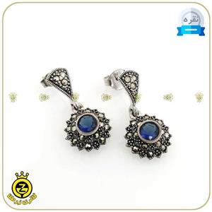 گوشواره نقره با نگین آبی
