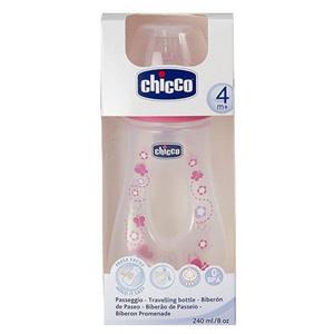 شیشه‌ شیر طلقی ضد نفخ چیکو صورتی حجم 240 میلی‌ لیتر Chicco 57955 Baby Bottle 240ml