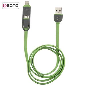 کابل تبدیل USB به لایتنینگ و microUSB تسکو به طول 1 متر TSCO 2 In 1 USB Cable 1m