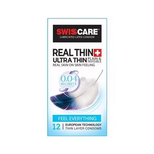 کاندوم سوئیس کر مدل REAL THIN ULTRA THIN بسته 12 عددی