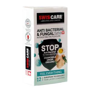 کاندوم سوئیس کر مدل ANTIBACTERIAL and FUNGAL بسته 12 عددی