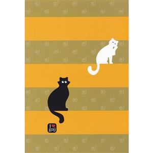 دفتر سیمی 100 برگ گاجکو طرح گربه نارنجی و خاکی Gajco Orange and earthy cats Pattern 100 Sheets Coiled Notebook