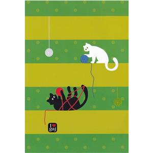 دفتر سیمی 100 برگ گاجکو طرح گربه سبز و زیتونی Gajco Green and olive cats dream Pattern 100 Sheets Coiled Notebook
