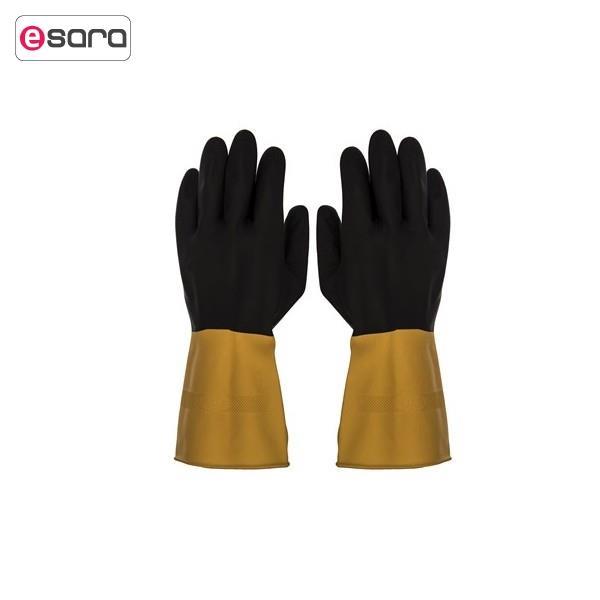 دستکش کار گیلان مدل سه لایه دو رنگ بسته 12 جفتی