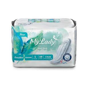 نوار بهداشتی بالدار مای لیدی حساس سایز بزرگ بسته 10 عددی May Laydy Large Sanitary Pad 10 Pcs