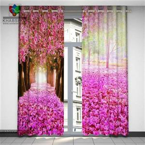 پرده ساتن Guzel مدل باغ گل سه بعدی 3D