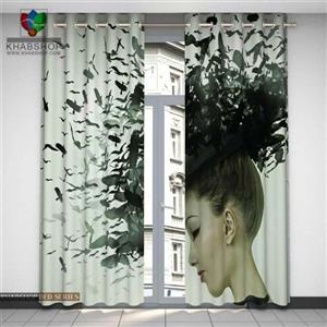 پرده ساتن Guzel مدل پرنده های سیاه سه بعدی 3D
