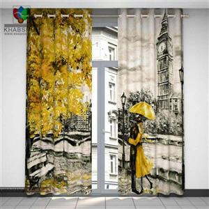 پرده ساتن Guzel مدل پاییز عاشقانه سه بعدی 3D