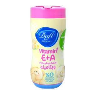 دستمال مرطوب کودک فاقد اسانس استوانه ای 70 عددی دافی dafi baby wipes with vitamin A & E