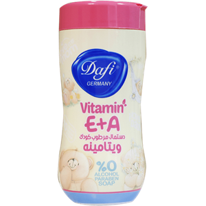 دستمال مرطوب کودک فاقد اسانس استوانه ای 70 عددی دافی dafi baby wipes with vitamin A & E