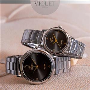 ست ساعت مچی مردانه و زنانه Violet مدل Lara (بند فلزی نقره ای)