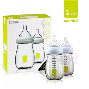 شیشه شیر یومیی مدل N100011-G ظرفیت 260 میلی لیتر بسته 2 عددی Umee N100011-G Baby Bottle 260 ml Pack Of 2