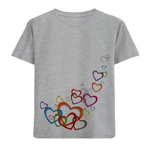 تی شرت آستین کوتاه دخترانه طرح قلب ها کد F54