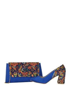 Colorset  ​ست کیف و کفش آبی کاربنی طرح سنتی کالرست 