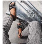 کفش Hipster برند Ego مدل Hipster Studded Detail Flat Gladiator Sandal In Black Faux Leather