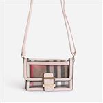 کیف Ego in BURBERRY patern برند Ego مدل Check Print Detail Perspex Cross Body Bag in Grey Faux Leather