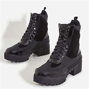 Commander chunky sole lace hot sale up ankle boot in black