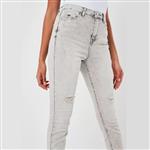 برند Missguided مدل light grey sinner highwaisted distressed skinny jeans