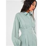 برند Missguided مدل poplin pleated waist shirt dress