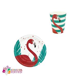 پیش دستی و لیوان تم تولد فلامینگو (۱۰عددی)