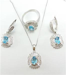 نیم ست نقره مدل گلبرگ با نگین توپاز