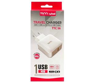 شارژر دیواری تسکو مدل TTC 56 همراه با کابل MicroUSB طول 1 متر TSCO TTC 56 Wall Charger