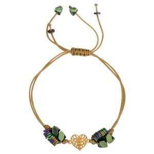 دستبند طلا 18 عیار زنانه الماسین آذر طرح قلب کد ghalbhad01 