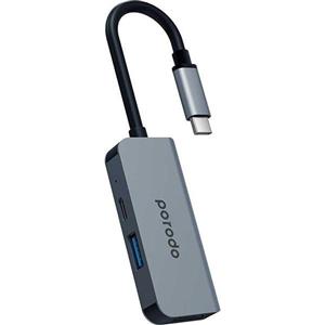 هاب 3 در 1 پورودو Porodo 3 in 1 Aluminum USB-C HUB PD-4K31C-GY