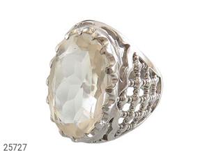 انگشتر نقره در نجف الماس تراش شاهانه رکاب طرح ضریح مردانه - کد 25727 