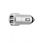 Porodo 4.8A Dual USB Metallic Car Charger with Braided Type-C Cable 3ft. - Silver