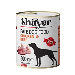 کنسرو سگ 800 گرمی شایر با طعم مرغ گوشت Shayer Chicken Beef 