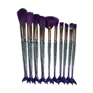 براش آرایشی 10 تکه طرح Fish-Violet