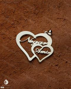 پلاک نقره اسم نگار و امین