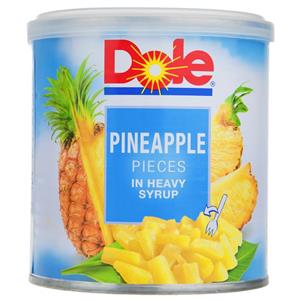 کمپوت اناناس دل 439 گرمی خرد کلیددار Dole Pinapple Slice In Heavy Syrup 439gr 