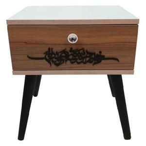 میز عسلی کشو دار مدل تایپو گرافی طرح دو رنگ