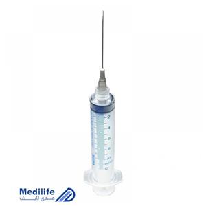 سرنگ ۱۰ سی سی لوئر لاک سه تیکه با سرسوزن ۲۲ سوپا