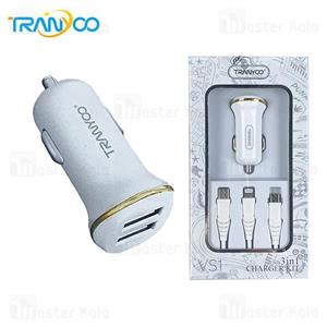 شارژر فندکی ترانیو Tranyoo VS1 2 Ports 2.4A Car Charger همراه با کابل سه سر...