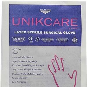 دستکش استریل لاتکس جراحی یونیک کر – LATEX STERILE SURGICAL GLOVE UNIKCARE 