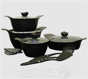 سرویس 11 پارچه مشکی رز یونیک مدل UN-7740
