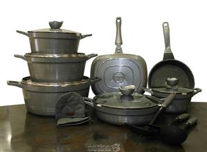 سرویس 16 پارچه طوسی نقره ای کلاسیک یونیک مدل UN-7705