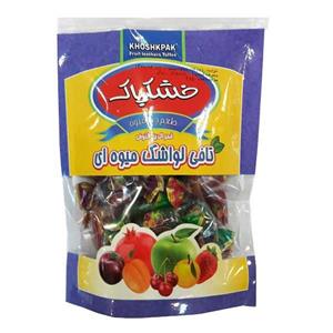 خشکپاک لواشک چند میوه دو سر پیچ تافی 250 گرمی 