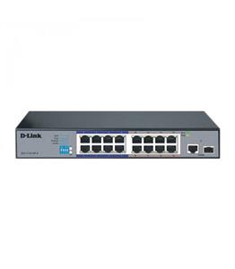 سوئیچ 16 پورت POE دی لینک مدل DES-F1016PE دسکتاپ با توان 150 وات تا فاصله 250 متری و پورت SFP