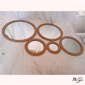 اینه گرد پنج سایز کرمی mdf - کد 2108