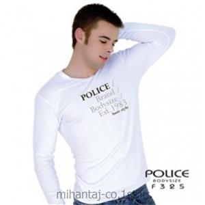 تی شرت کتان آستین بلند یقه هفت مدل F325 پلیس POLICE BODY SIZE