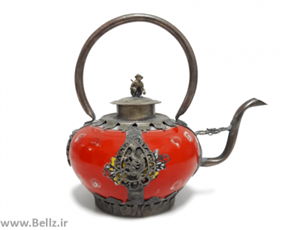 قوری چینی (قاب دور ورشو) دکوری - رنگ قرمز